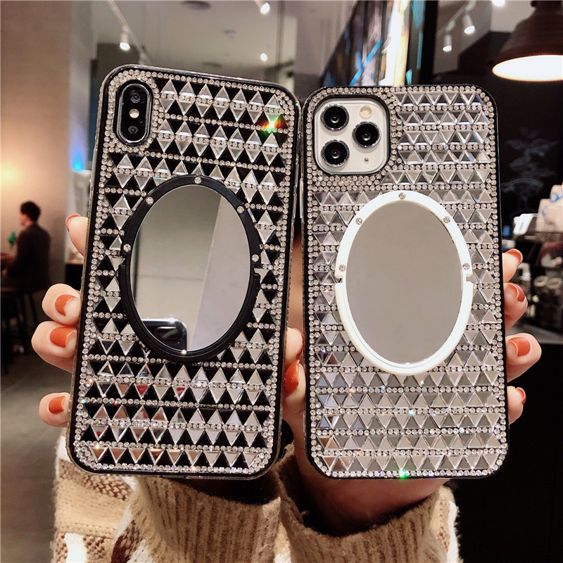 

B37 with new pendant silicone case for iphone11 with mirror protective back cover, White