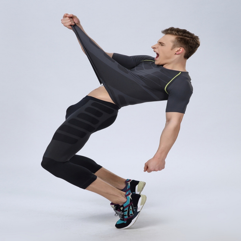 

Men Athletic Quick Dry Compression Pants Gym Sports Fitted Base Layers Skin Cropped Tights, Red