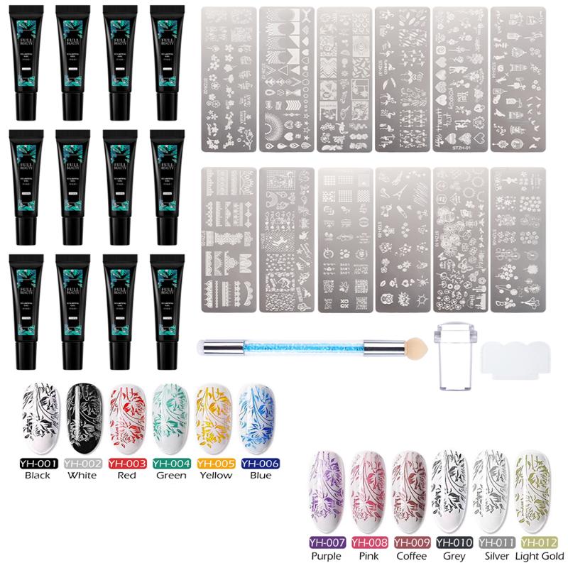 

1Set Stamping Gel Polish Nail Kit 8ml Stamping Gel Leaf Flower Dreamcatcher Christmas Stamp Plates Manicure Kit At Home GL1813