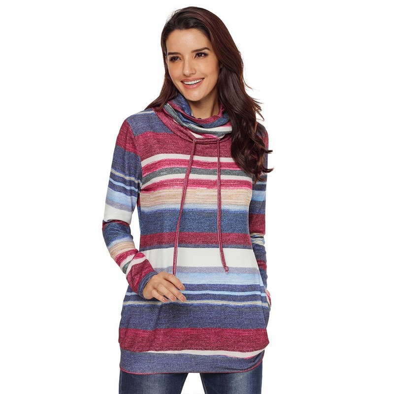 

Women' Autumn and Winter Sweatshirts Multi-Color Mosaic Pullover Hoody Long Sleeve Warm Jumper, Red