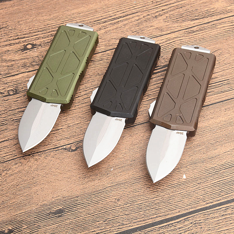 

Top Quality Mini Small Auto Tactical Knife D2 Double Edge Spear Point Satin Blade CNC 6061-T6 Handle EDC Knives With Retail Box