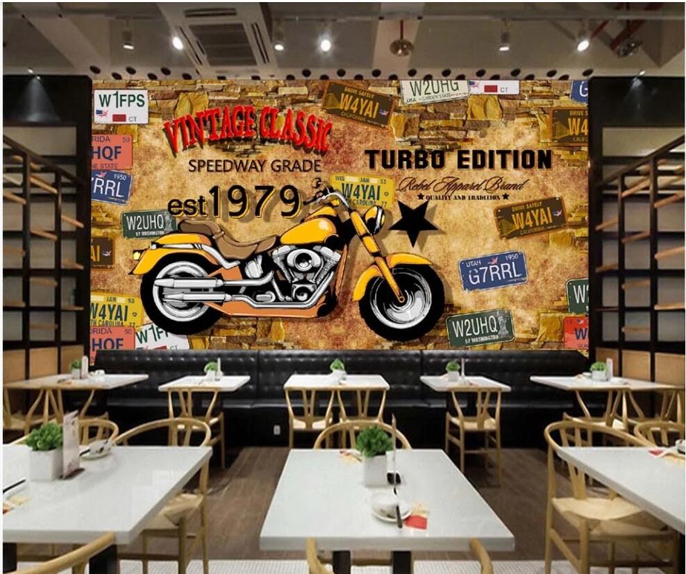 

3d wallpaper custom photo mural Retro personality motorcycle poster western style Home decor 3d wall murals wallpaper for living room, Non-woven wallpaper
