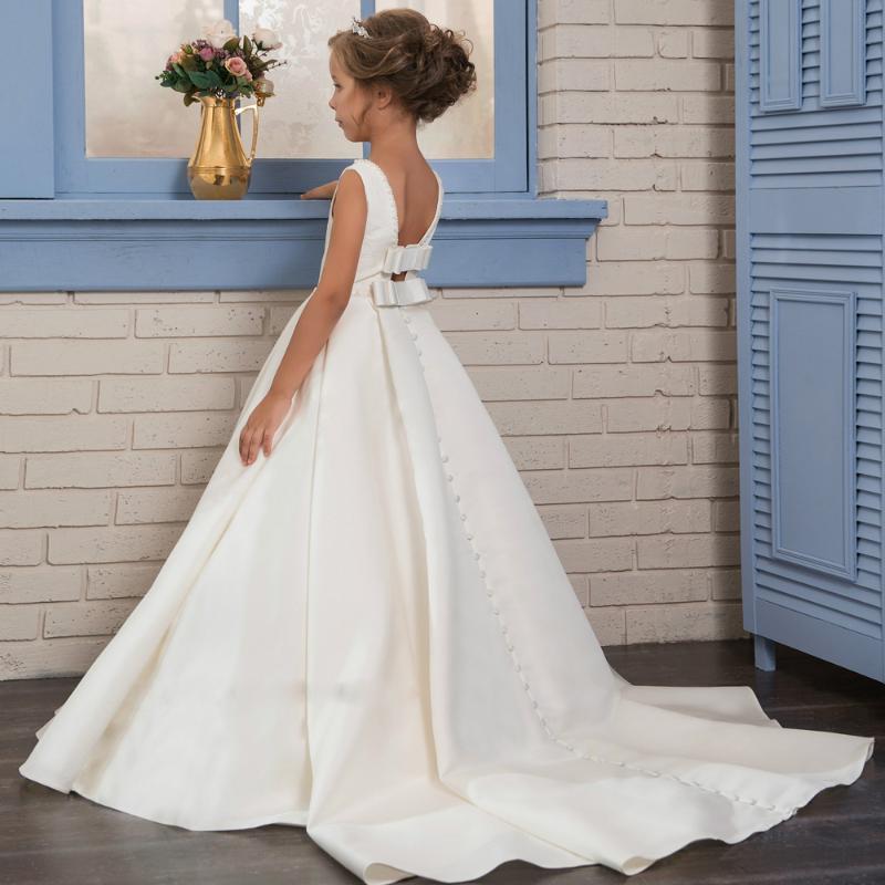 

Fancy Pearls Flower Girl Dresses 2020 Vestidos daminha A Line Kids Evening Pageant Gowns Beads First Communion Dresses For Girls, White