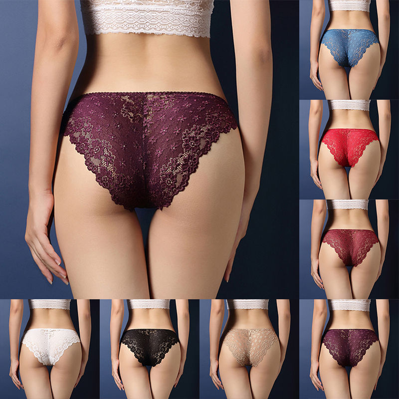

Women Sexy Lace Knickers Hollow Briefs Ultra Thin Underwear Women Underpants Soft Panties Erotic Underwear 8 colors, Beige