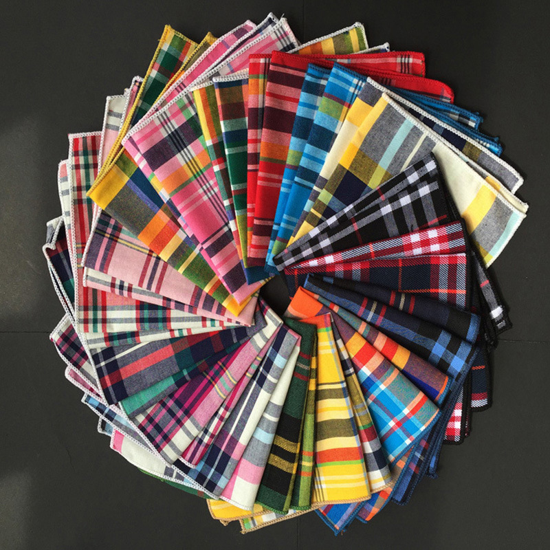 

Classic cotton material Scottish tartan squares suit pocket towel dresses Men Pocket Square Handkerchief 23*23cm