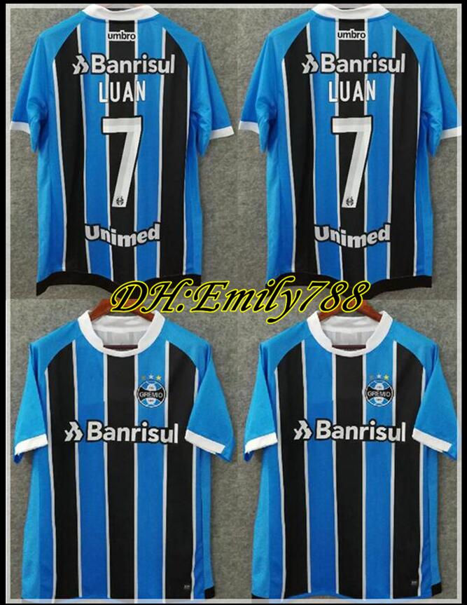 

2017 Gremio Soccer Jersey 17 18 Gremio MILLER LUAN DOUGLAS DIEGO HAILON Football Camisetas Classic Shirts Kit, 2017 home
