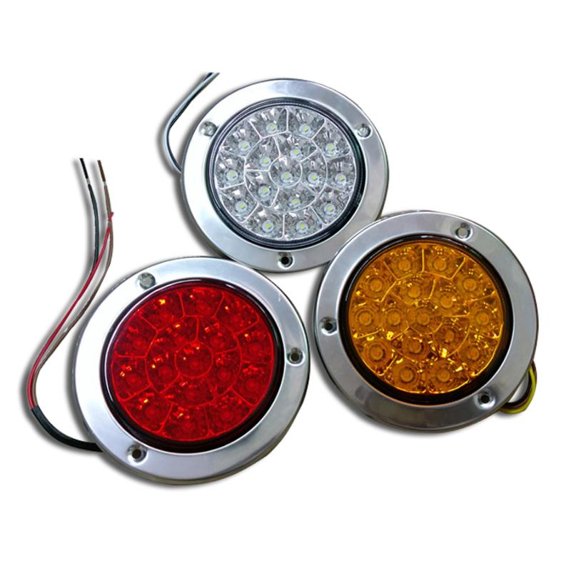 

2pcs 16-LED Tail Lights Back-up Reverse Lamps Round Clear Lens 12V 24V Red Amber white for Truck Trailer RV Red, As pic