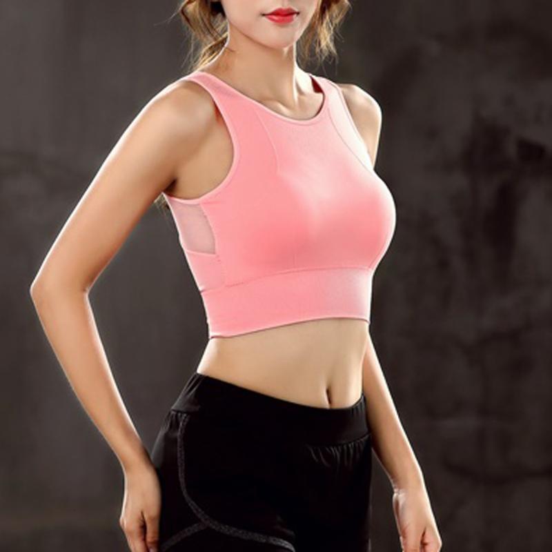 

Yoga Running Sports Bra Women Athletic Fitness Seamless Padded Vest Tank Tops Anti-sweat Push Up Shockproof Crop Tops 2020 Hot, As photo