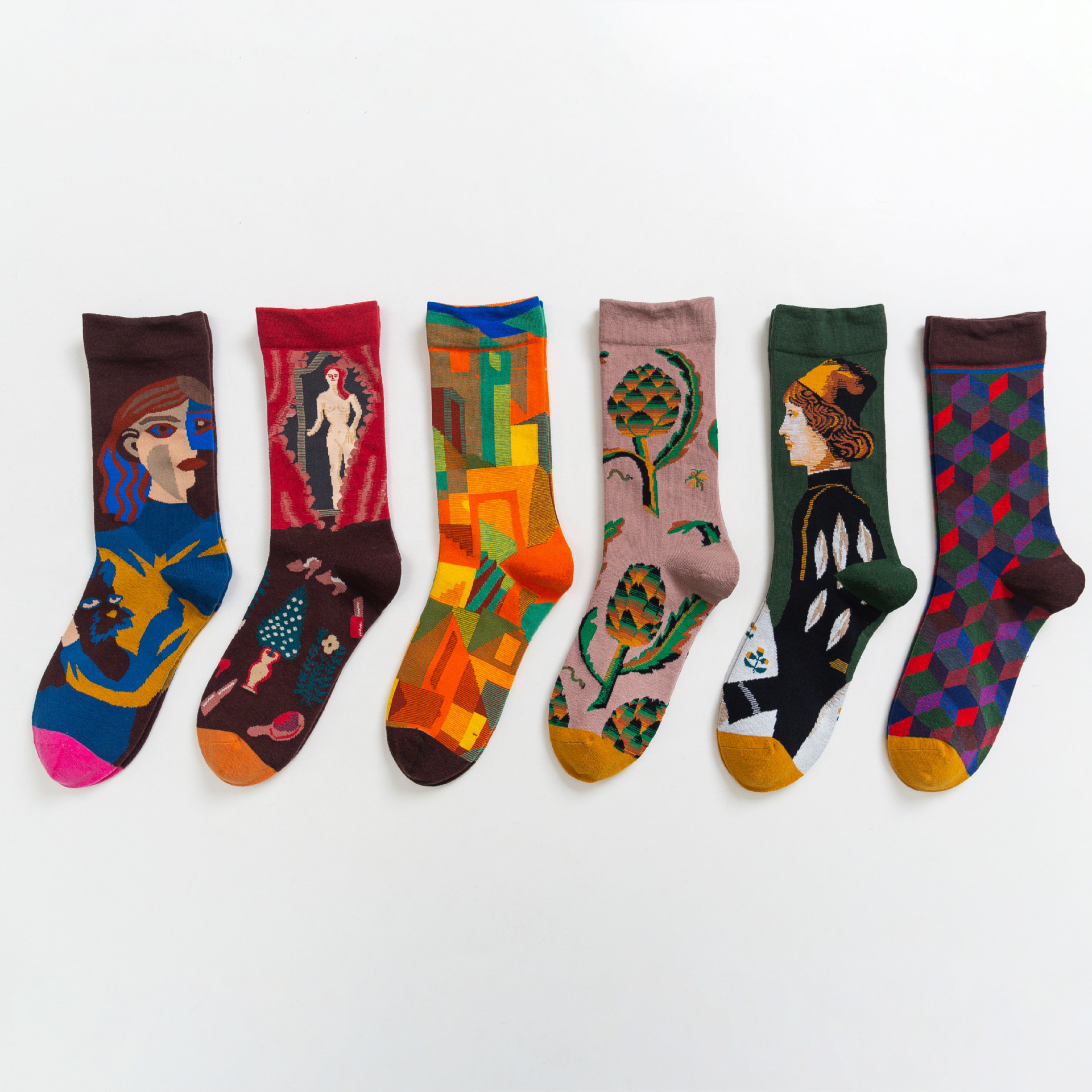 

Wholesale Children Sock cute Boneless Seam Head British style Retro Wild Tide fluffy Graffiti Sock Pure Cotton Tube paint hiphop Socks for youngster Total 3 Pairs, 12