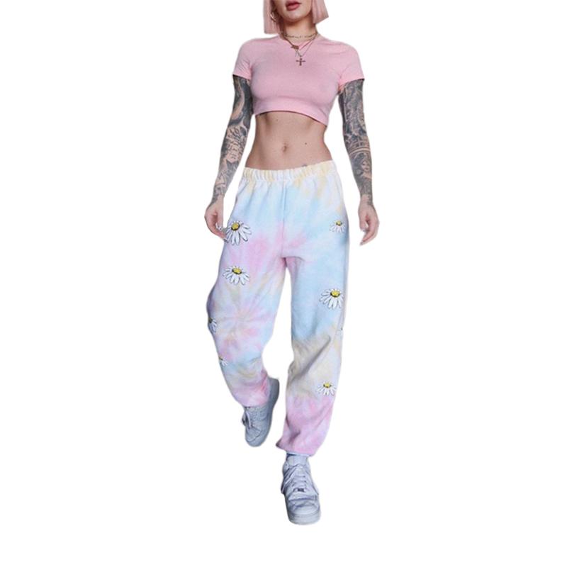 

Female popular rainbow daisy cotton long pant home pajamas soft slip summer sleepwear 2020 summer new fashion pajamas, As pic