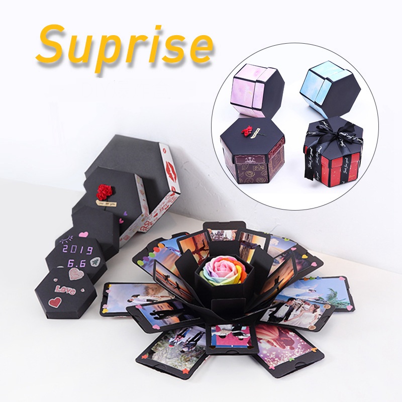 

Wedding Boxes Surprise Explosion Box DIY Handmade Scrapbook Photo Wedding Gift Box for Valentine Christmas Gift Boxes
