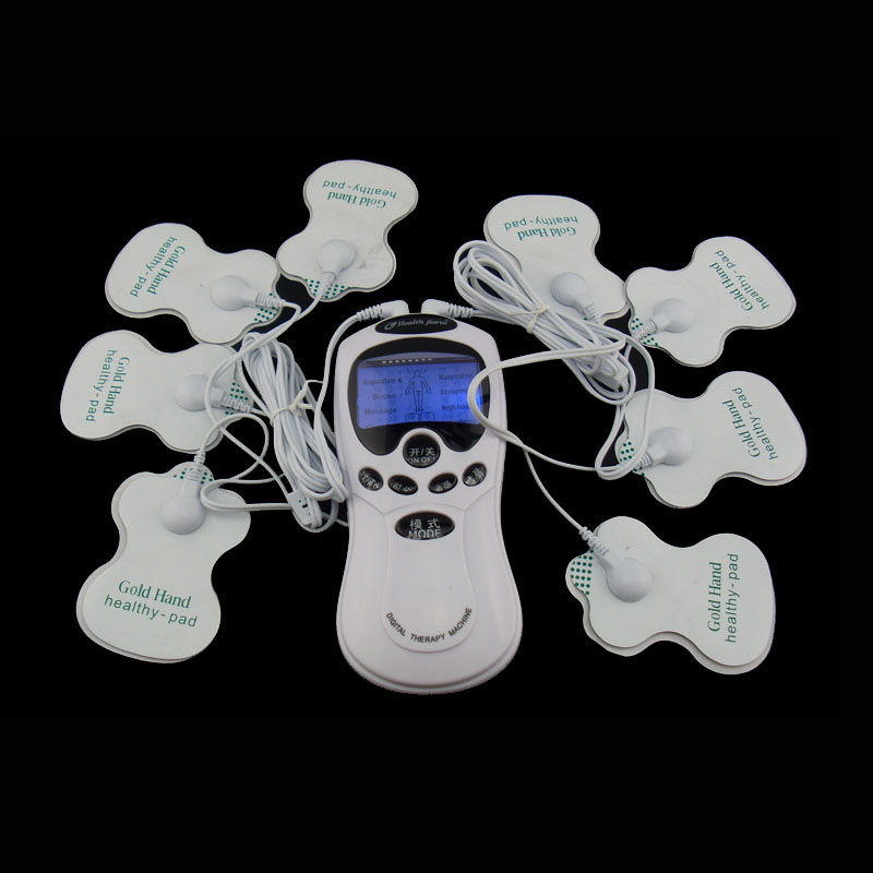 

Dual Output 2 in 8 EMS Tens Therapy Machine Unit Body Slimming Massager Pulse Massage Electric Muscle Stimulator health care