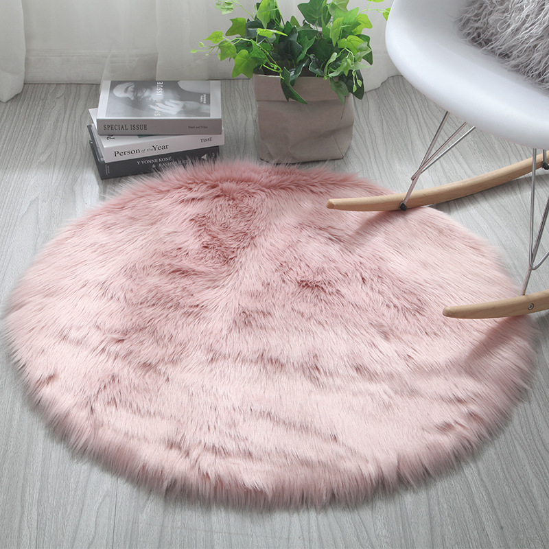 

2020 Real New Arrival Tapete Round30-180cm Fluffy Round Rug Carpets For Decor Faux Fur Rugs Kids Long Plush For Bedroom Area, Camel