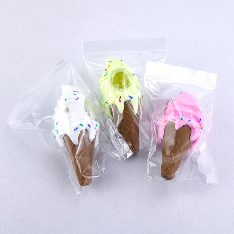 

Smoking Pipes New Ice cream silicone pipeglass water bongs hand pipeswith thick glass bowl spoon pipe