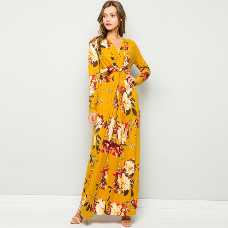 

2020 Autumn New Dress Women' Sexy Elegant V-Neck Print A Line Dress Female Vintage Casual Belt Loose Long Office Party Dresses, Black