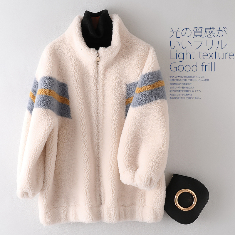 

Winter Fur Female Overcoat Fluffy Soft Contrast Thick Warm Wool zipper Fur Ladies Jacket Fashion Women Coat M22, White
