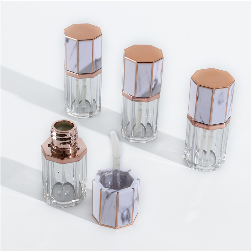 

10/30/50pcs 5ml Empty White Marble Cap Clear Plastic Lip Gloss Tube Lipstick Cosmetic Container Cosmetic Lip Storage Bottle