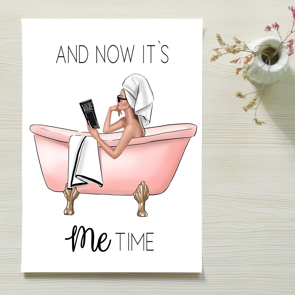 2020 Modern Fashion Art Bathroom Decor Canvas Painting Nordic Decoration Home Poster Pink Girl Wall Art Print Picture For Living Room From Cccofficialstore 5 02 Dhgate Com