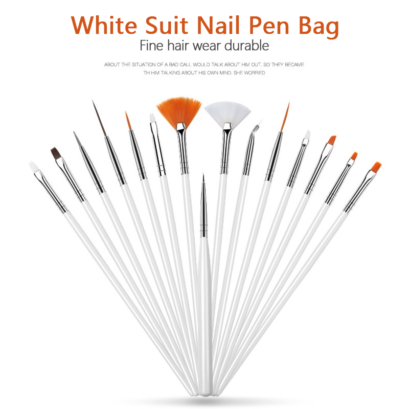 

20pcs Nail Art UV Gel Brush Set Pen UV Gel Nail Art Builder Flat Crystal Painting Drawing Carving Pen Manicure Tool TSLM1