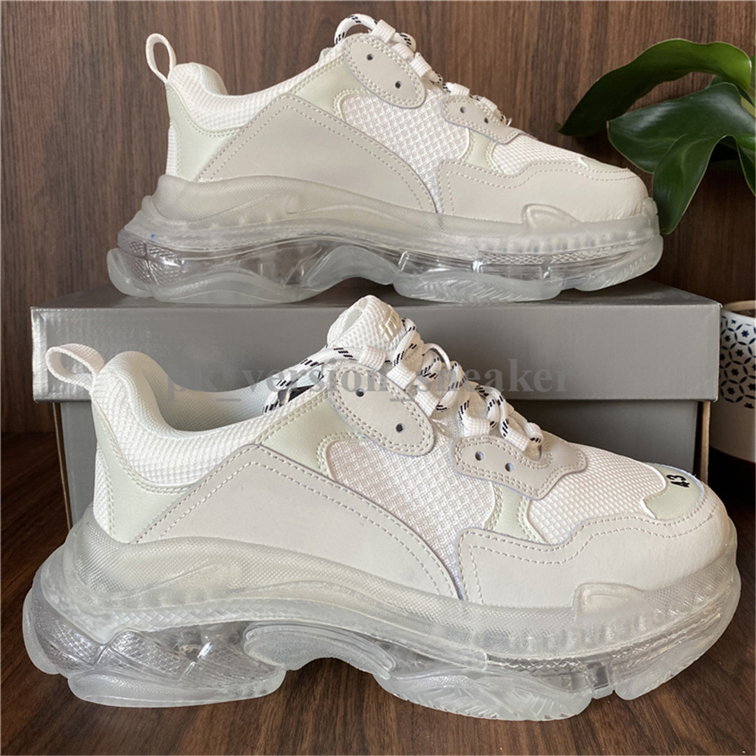 

2020 Paris Casual Shoes Triple S Clear Sole Trainers Dad Shoe Sneaker Black Silver Crystal Bottom Mens Womens Superior Quality Chaussures, Yellow