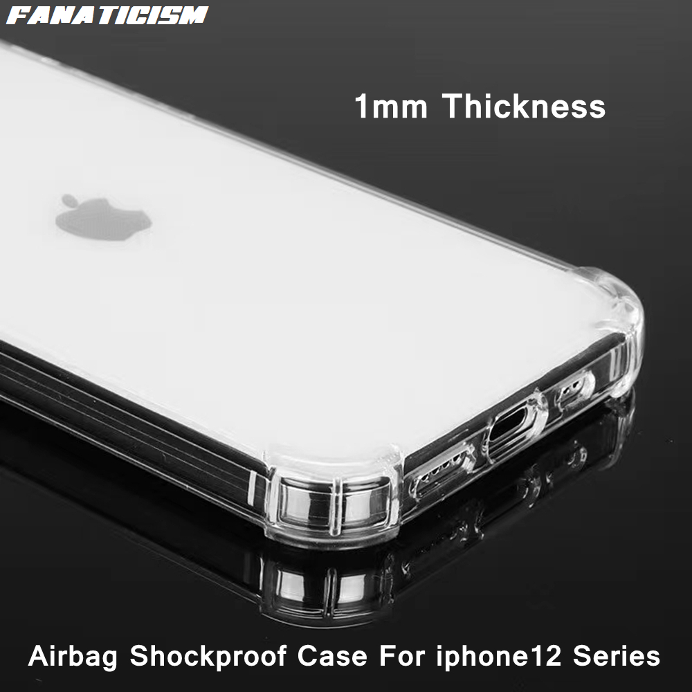 

Clear Case For iphone 12 12pro 12mini iphone12 Pro Max Soft TPU Airbag Anti-knock Phone Cases 1mm Slim Silicone Back Cover, Transparent