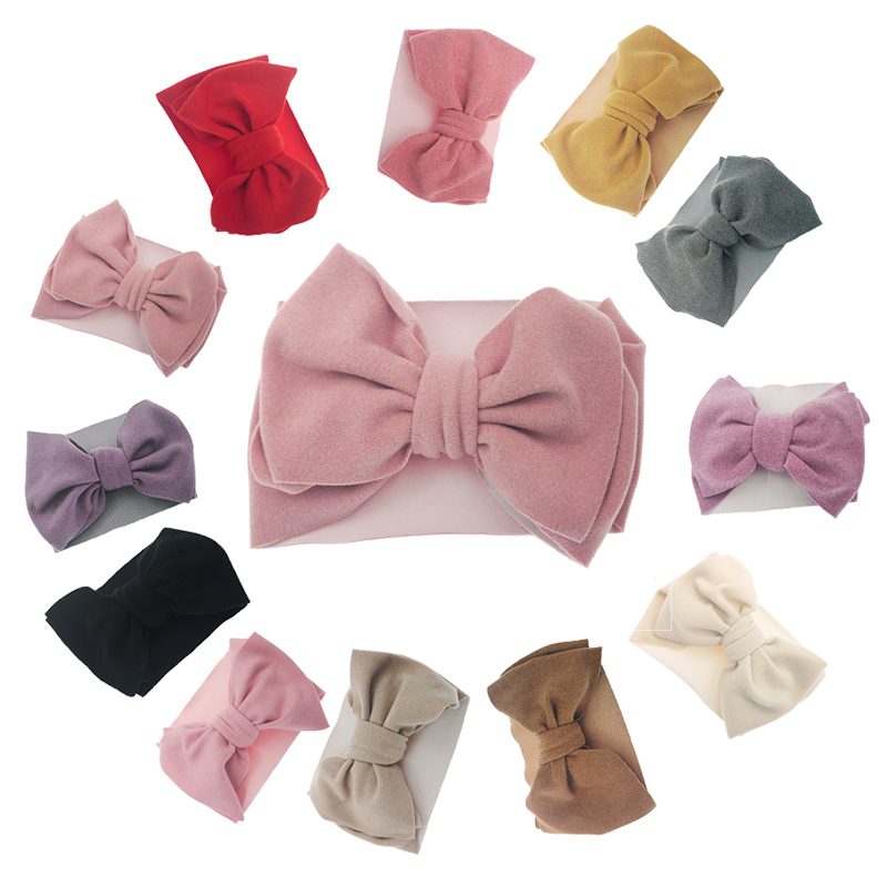 

12 Pcs/lot Velvet Bows Turban Baby Girl Headbands Headwraps Soft Newborn Headdress Toddler Cute Big Knot Bow Diademas Headband, Kk81 12pcs mix color