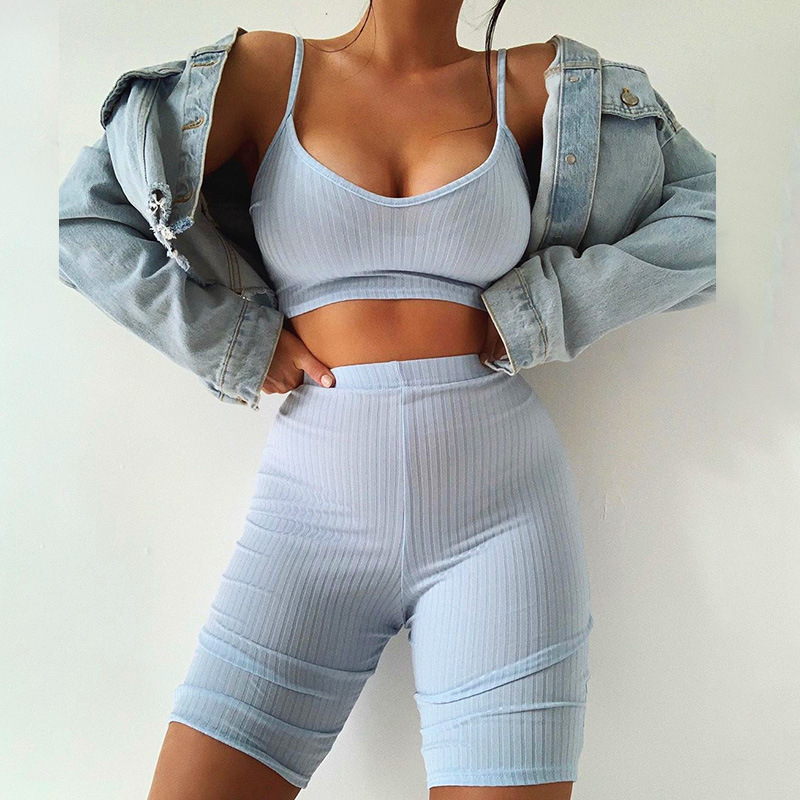 

women 2 pieces yoga set sport wear gym workout clothes vest and short set tank pants women fitness clothing blue black khaki