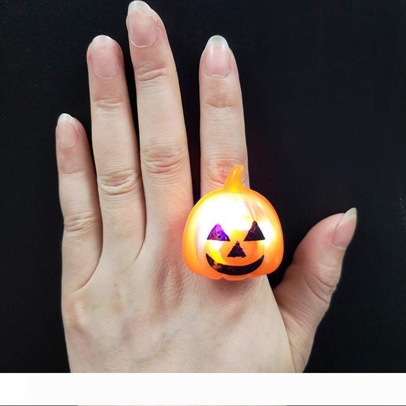 

BRELONG 2 pcs Halloween Props Neat Toys Halloween Pumpkin Skull Bat Ring Lights Illuminated LED Ring