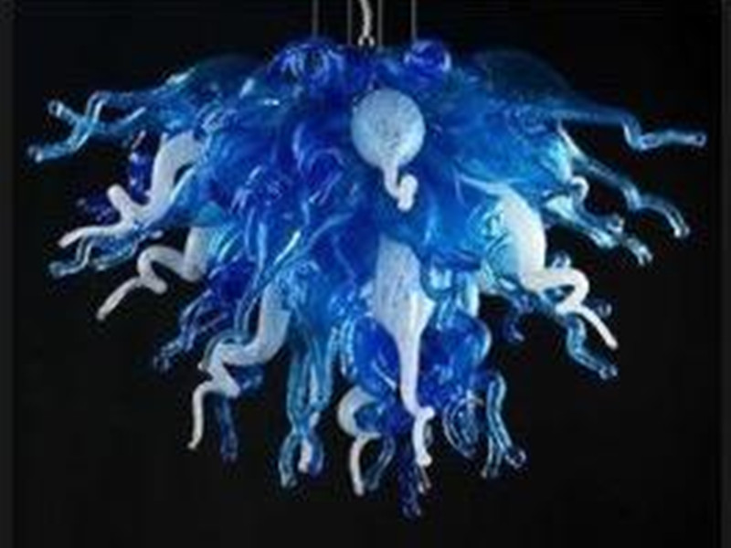 

Lamps Latest Hand Blown Chandeliers Art Decorative Modern Pendant Lights 44x32 inches Blue and White Glass Chandelier Light for Hotel Office Home