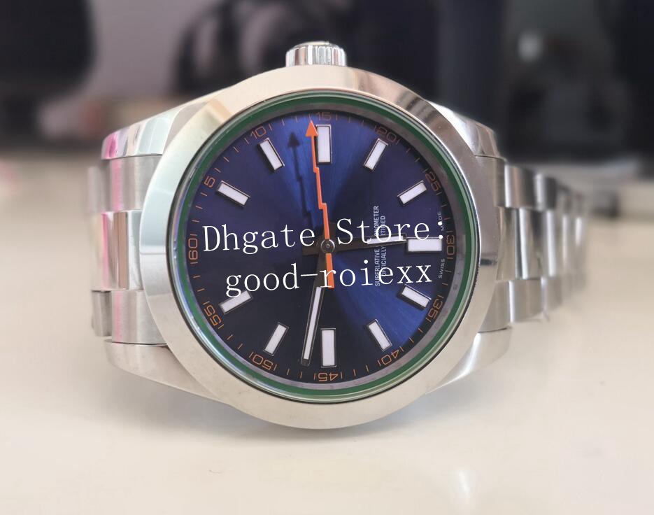 

40mm Men's Green Crystal Glass Automatic 2813 Movement BP Factory Blue Steel 116400 Perpetual Men Sapphire Watch Watches Dress Wristwatches, Box