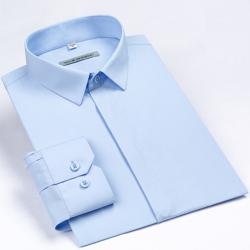 

2020 Men Hidden Buttons Twill Solid Dress Shirts Mens 100% Cotton Wrinkle-Resistant Long-Sleeve Dress Shirt Business Work Basic, Red