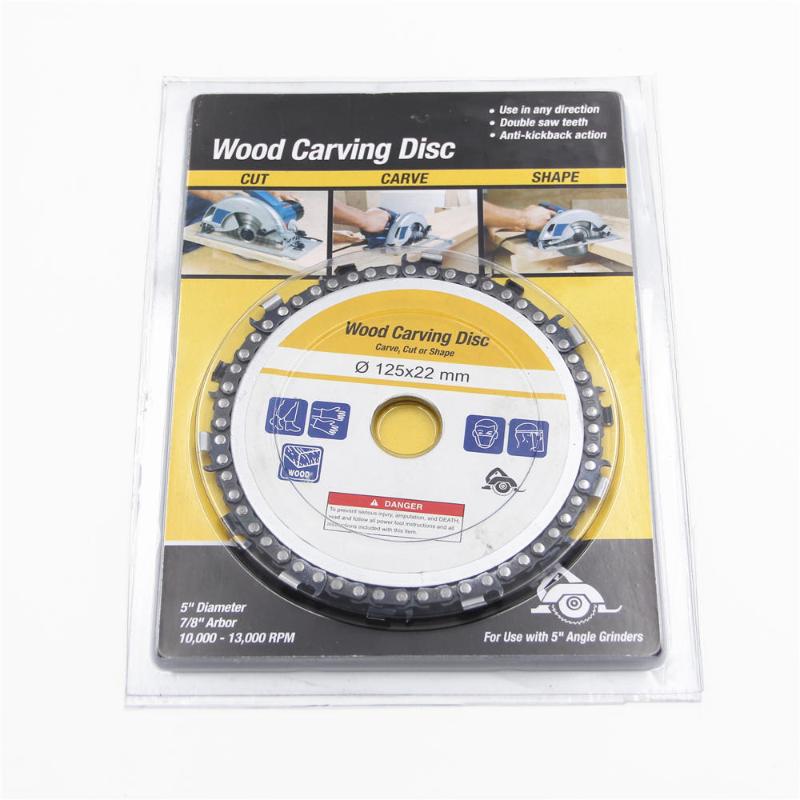 

Hot New 5 Inch 14 Teeth Grinder Chain Disc 22mm Arbor Woodworking Carving Disc for 125mm Angle Grinder
