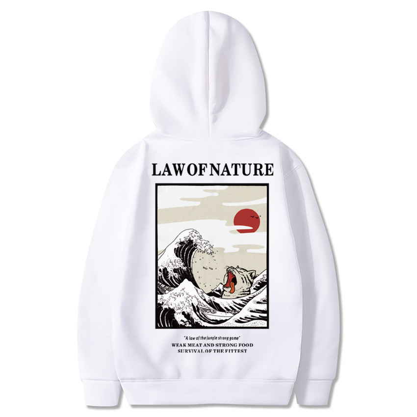 

Japanese Embroidery Funny Cat Wave Printed Fleece Hoodies 2020 Winter Japan Style Hip Hop Casual Sweatshirts Streetwear CX200723, Gray