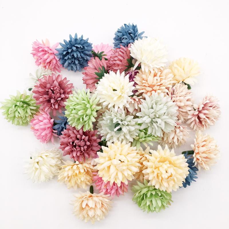 

10pcs/lot artificial flower 4CM silk carnation flower head wedding party home decoration DIY wreath gift box scrapbook craft, Blue