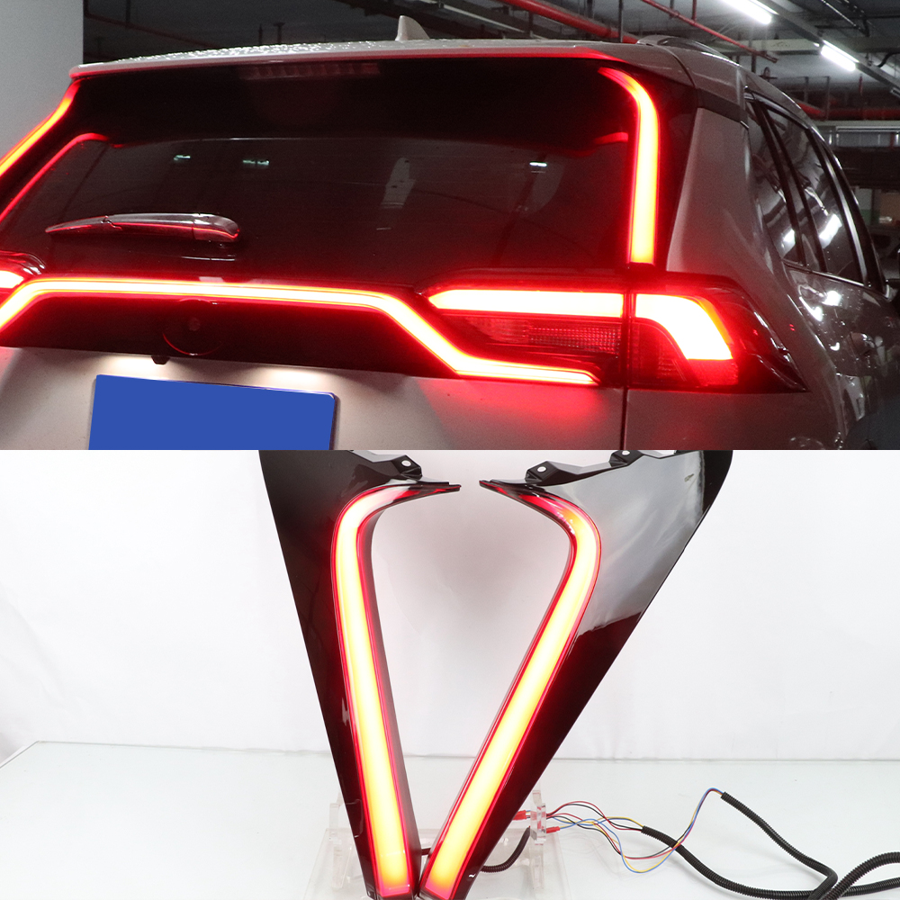 

1 Pair Car LED Reflector Rear Pillar Light Rear Running Light Bumper Brake Light Dynamic Turn Signal For Toyota RAV4 2019 2020