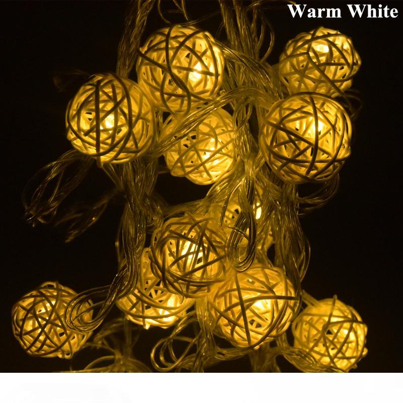 

2.2M 20 Led Rattan Ball Fairy String Decorative Lights Battery Operated Christmas Outdoor Patio Garland Wedding Decoration