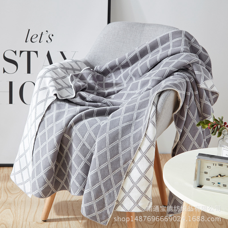 

Blanket Fashion Knitted Large Super Soft Flying Thread Throw Wool & Cashmere Blanket Warm Knitting Plaid