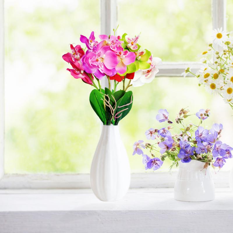 

1pcs 3Head Butterfly Orchid artificial flowers party home decor wedding decoration accessories fake Phalaenopsis flower, Purple