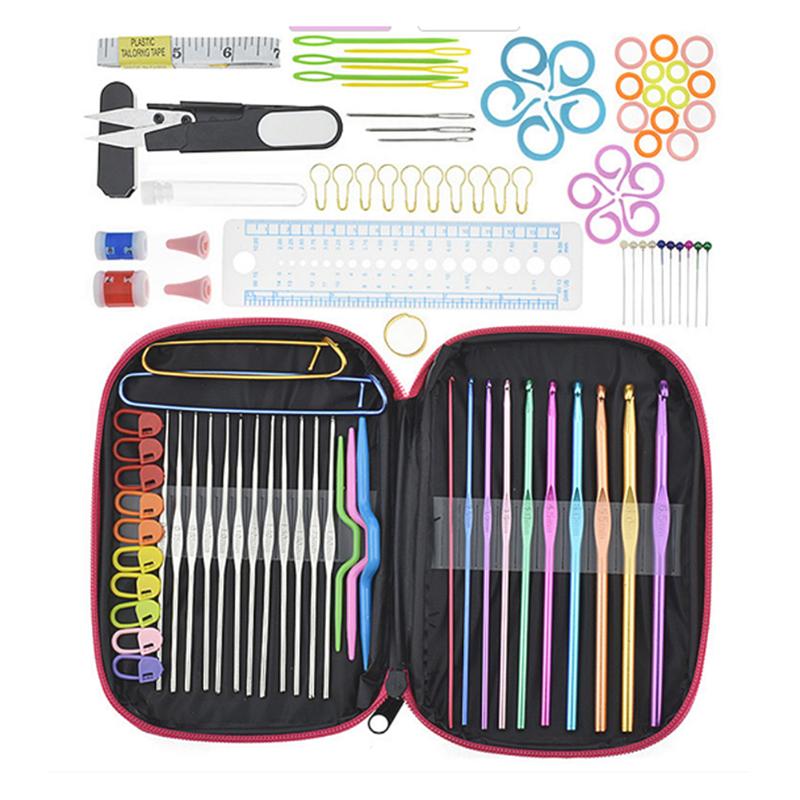 

Crochet Hooks Set With Case Knitting Needles Set DIY Needle Arts Craft Scissors Stitch Markers Sewing Tools