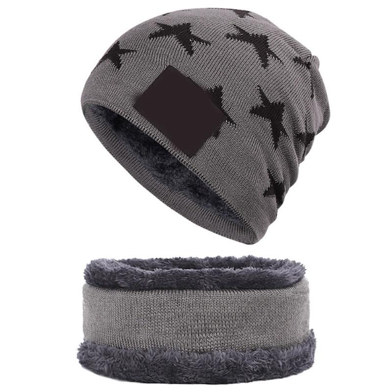 

Winter Knit Beanie Hat Neck Warmer Scarf Set of 2pcs Men Wool Lined Skull Cap Outdoor Sports EDF88, Navy blue