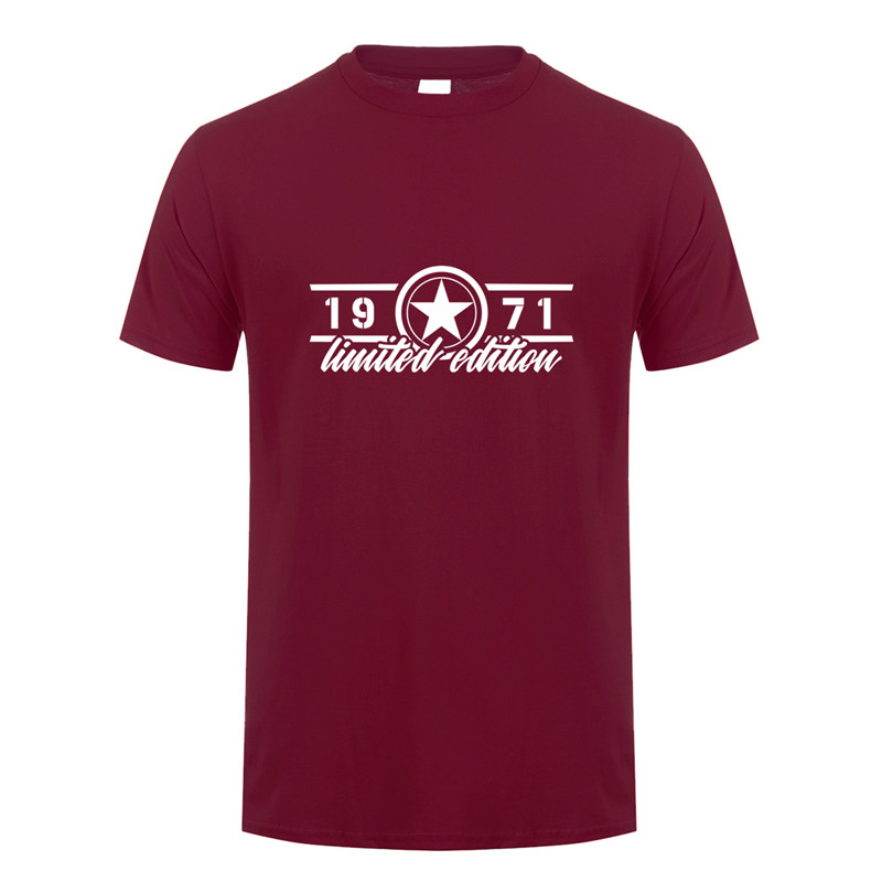 

Summer New Limited Edition 1971 T Shirt Men Cotton O-neck Short Sleeve 1971 Birthday Gift T-shirt Mans Tops Tee OZ-257, White