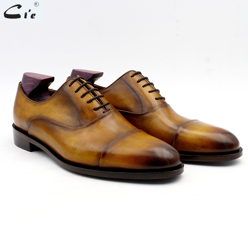 

cie oxford patina captoe brown genuine calf leather men's shoe business ready shoe handmade can be quickly delivered or custom