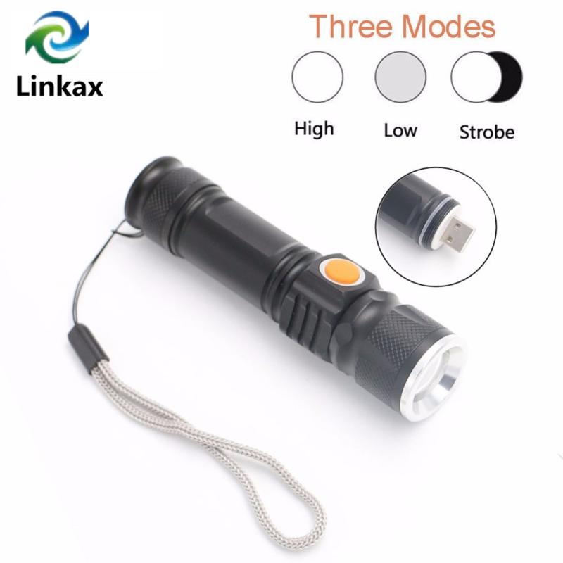 

USB Built in Battery XM-L T6 LED Torch Rechargeable Waterproof Flash Light USB Torch Lamp Linternas with 18650