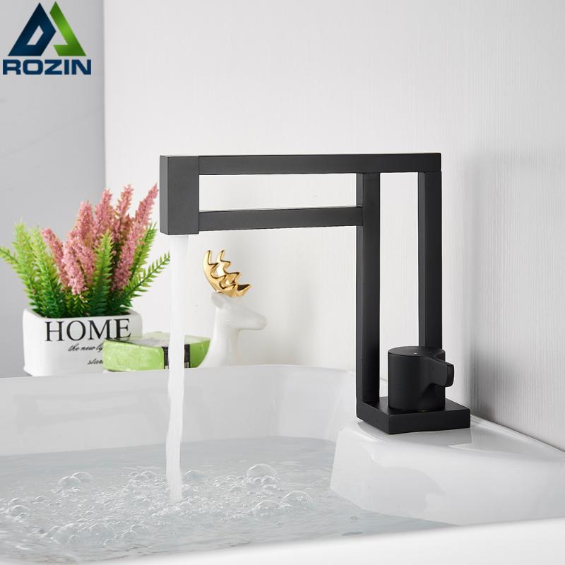 

Modern Basin Faucets Black Sink Mixer Taps Brass Bathroom Taps Square Vessel Sink Faucet Black Basin Mixer Cold Hot Water