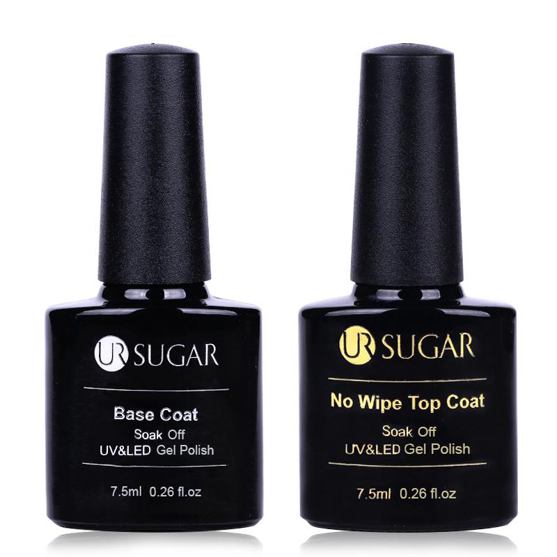 

UR SUGAR Tempered Base Coat Matte No Wipe Top Coat Long-lasting Soak Off UV Gel Polish Nail Art Gel Varnish Nail Art Tools, No wipe top coat 1