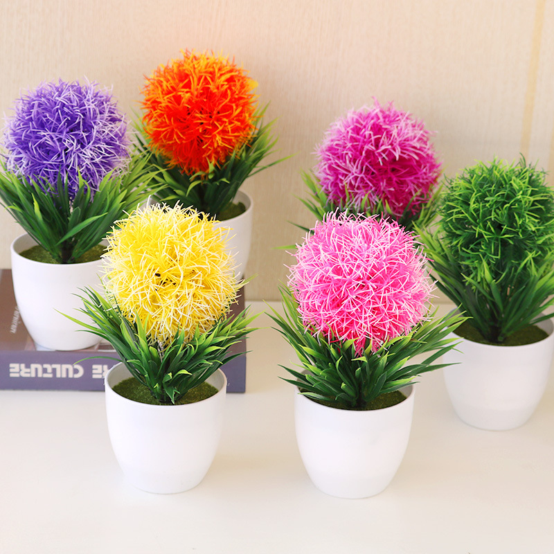

Creative Cherry Blossom Ball Pine Tree Artificial Plants Decorative Festival Home Garden Decoration Potted Flower, Green