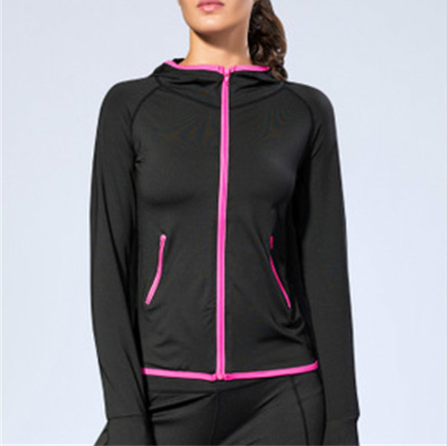 

Women Spring Autumn With Thumb Hole Long Sleeve Running Fitness Jacket Zipper Pocket Exercise Training Workout Zip Jacket Femme, 8003 black