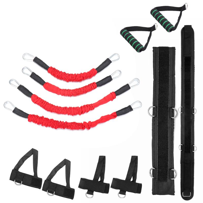 

25 lbs for each band Body Exercise Belt For Jump Workout Leg Tennis Fitness Bouncing Trainer Pull Rope Elastic Resistance Bands