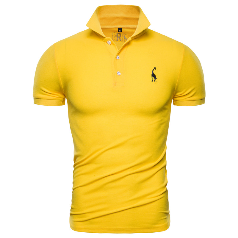 

Fashion Designer New Polo Shirt Men Solid Casual Cotton Polo Giraffe Men Slim Fit Embroidery Short Sleeve Men' Polo 10 Colors, White