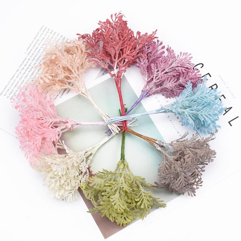 

6pcs/lot 13CM Hoarfrost DIY Simulation Leaf Accessories Hat Gift Box Decoration Handmade Garland Material, Blue